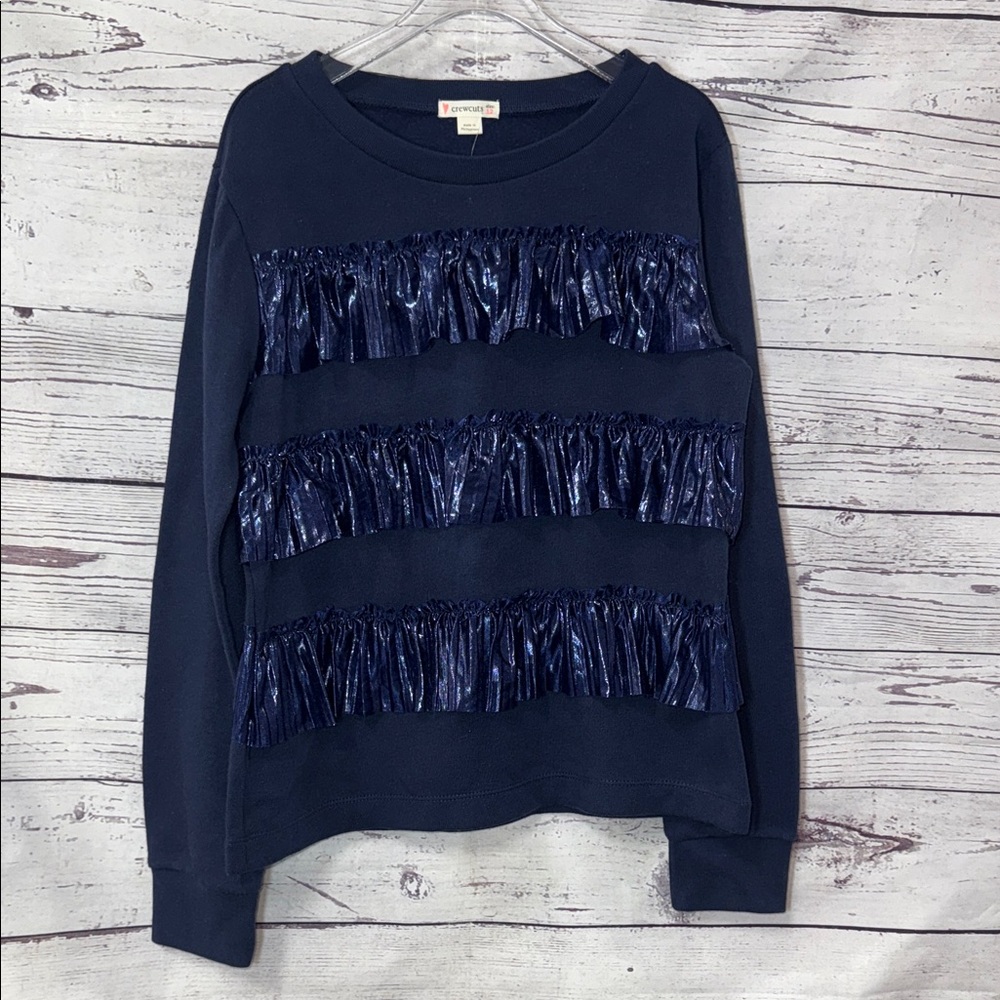 Crewcut Navy Blue Ruffle Sweatshirt Size 12